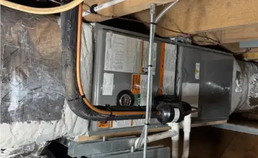 Air handler repair in a home attic in Hickory NC